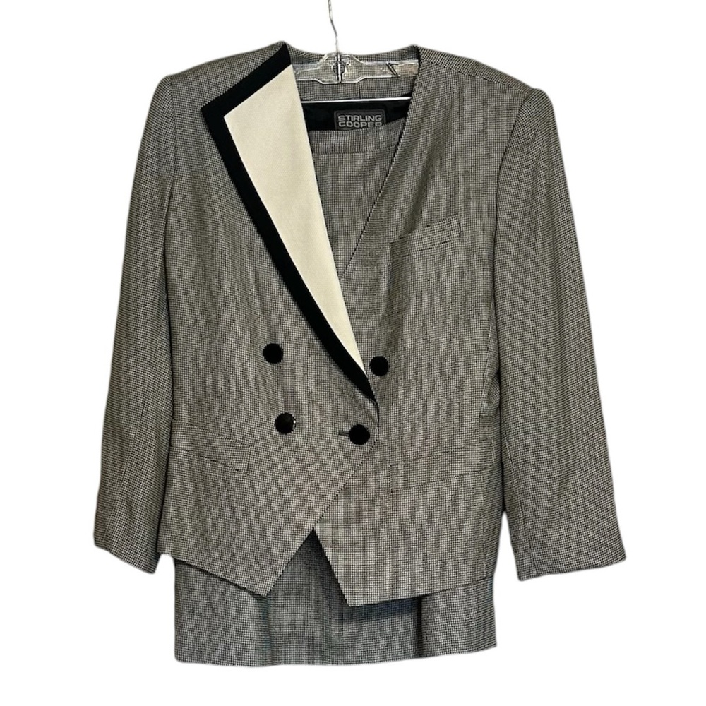 Vintage STIRLING COOPER Women’s Skirt Suit, Black &White, Size 12